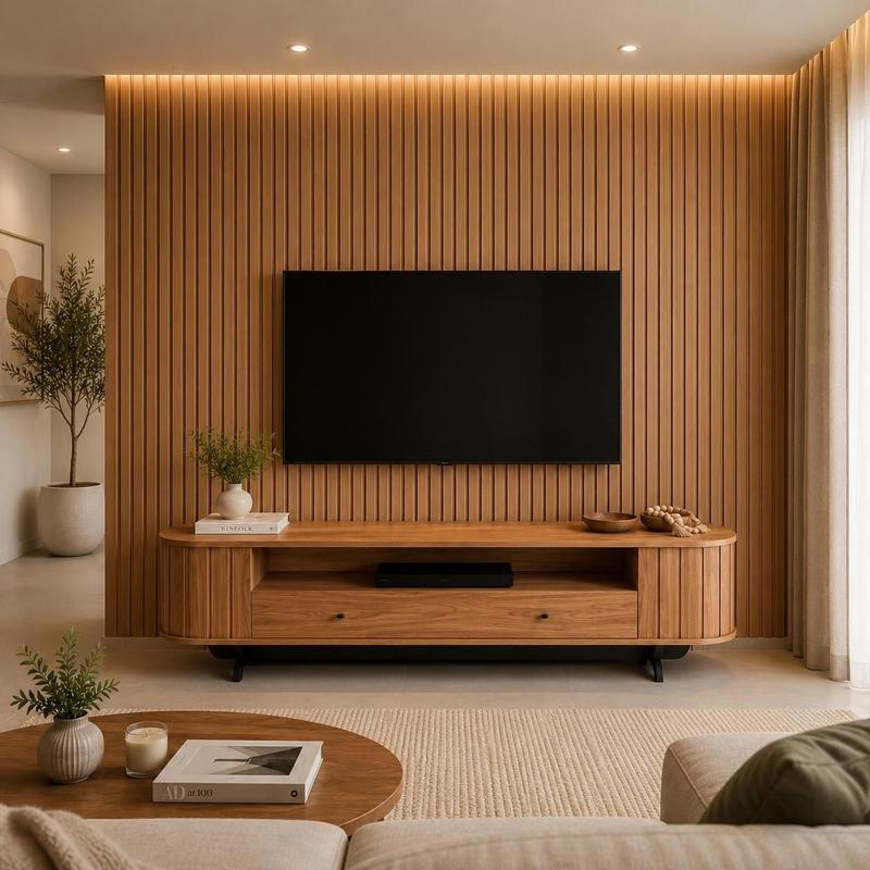 Rack Sala MDF Curvo Para TV 1,80m Nicho e Gaveta Dalla Costa